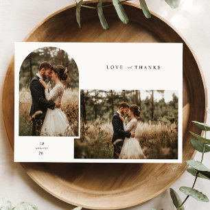 Cartão De Agradecimento Casamento de Fotografias Personalizadas Moderno Si