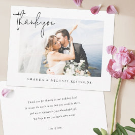 Cartão De Agradecimento Casamento de Fotografias Personalizadas Simples El