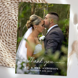 Cartão De Agradecimento Casamento de Fotografias Personalizadas Simples Mo