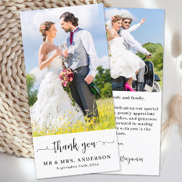 Cartão De Agradecimento Casamento de Fotografias Personalizado Moderno Sim