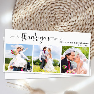 Cartão De Agradecimento Casamento de Fotografias Personalizado por Chic El