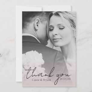 Cartão De Agradecimento Casamento de Fotografias Rosa-Espelho Elegante Mod