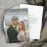 Cartão De Agradecimento Casamento de Fotografias Simples com Script Modern<br><div class="desc">Cartões de agradecimentos Simples De Casamento De Fotos De Script Moderno. Clique no botão editar para personalizar este design para ajustado das suas necessidades.</div>