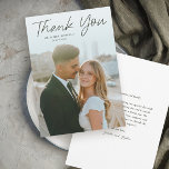 Cartão De Agradecimento Casamento de Fotografias Simples com Script Modern<br><div class="desc">Cartões de agradecimentos Simples De Casamento De Fotos De Script Moderno. Clique no botão editar para personalizar este design para ajustado das suas necessidades.</div>