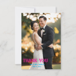 Cartão De Agradecimento Casamento de Fotografias Simples com Script Modern