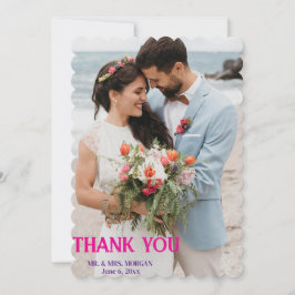 Cartão De Agradecimento Casamento de Fotografias Simples de Script Moderno