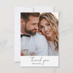 Cartão De Agradecimento Casamento de Fotografias Simples Elegante Minimali
