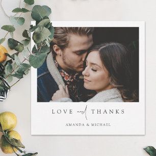 Cartão De Agradecimento Casamento de Fotografias Simples Elegante Moderno