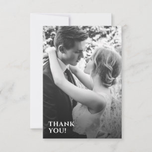 Cartão De Agradecimento Casamento de Fotos B&W Minimalista