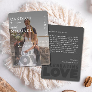 Cartão De Agradecimento Casamento De Fotos Brancas E Negras Modernas Elega