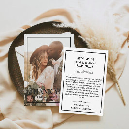 Cartão De Agradecimento Casamento de Fotos Branco/Preto do Eterno Moderno