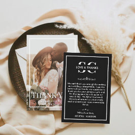Cartão De Agradecimento Casamento de Fotos Branco/Preto do Eterno Moderno