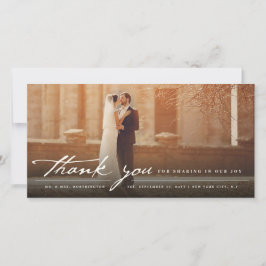Cartão De Agradecimento Casamento de Fotos Clássico 6 de Script de Manuscr