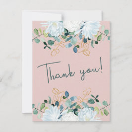Cartão De Agradecimento Casamento de fotos com flores brancas de eucalipto