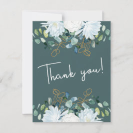 Cartão De Agradecimento Casamento de fotos com flores brancas de eucalipto