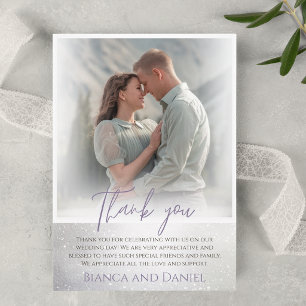 Cartão De Agradecimento casamento de fotos com imagens brancas