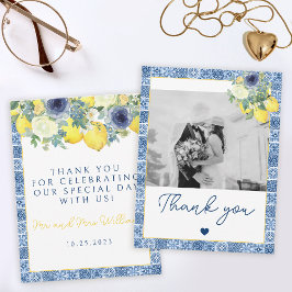 Cartão De Agradecimento Casamento de fotos com Lemon Mediterrâneo obrigado
