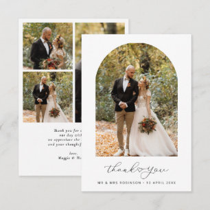 Cartão De Agradecimento Casamento de fotos com script simples