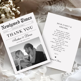 Cartão De Agradecimento Casamento de Fotos Criativas do Jornal Minimalista
