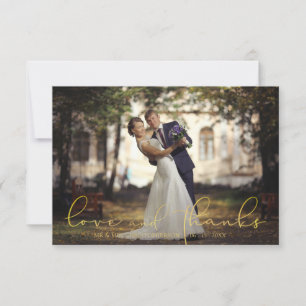 Cartão De Agradecimento Casamento de Fotos de Dourado AMOR E OBRIGADOS de