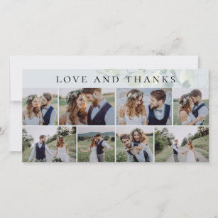 Cartão De Agradecimento Casamento de Fotos de Eucalyptus Love e Obrigados