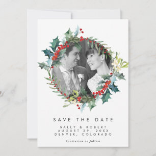 Cartão De Agradecimento casamento de fotos de inverno de Natal salve o car
