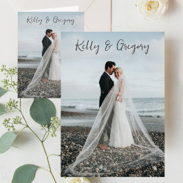 Cartão De Agradecimento Casamento de Fotos de Noiva e Chá