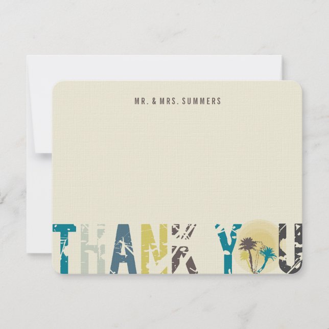 Cartão De Agradecimento Casamento de Fotos de Palmeiras Tropicais (Frente)