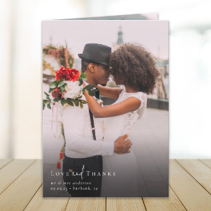 Cartão De Agradecimento Casamento de Fotos Dobrado pelo Script Chic