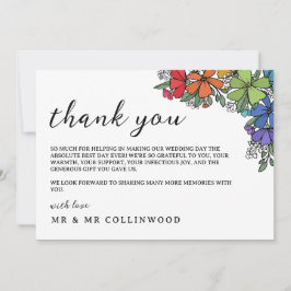 Cartão De Agradecimento Casamento de Fotos LGBT das Flores Coloridas do Ar