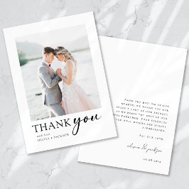 Cartão De Agradecimento Casamento de Fotos Minimalista