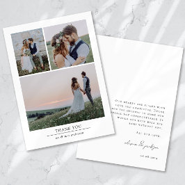 Cartão De Agradecimento Casamento de fotos minimalista 3