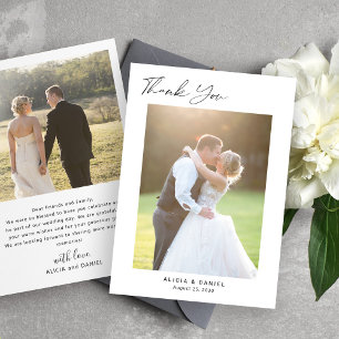 Cartão De Agradecimento Casamento de fotos minimalista moderno