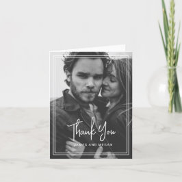 Cartão De Agradecimento Casamento de Fotos Minimalista Obrigado