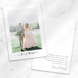 Cartão De Agradecimento Casamento de Fotos Moderno Minimalista de Amor e O