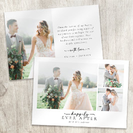 Cartão De Agradecimento Casamento de Fotos Múltiplas por Script de Caligra