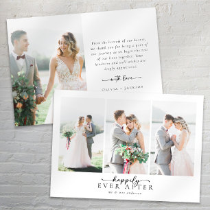 Cartão De Agradecimento Casamento de Fotos Múltiplas por Script de Caligra