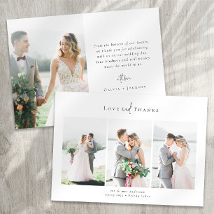 Cartão De Agradecimento Casamento de Fotos Múltiplas por Script de Caligra