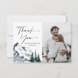 Cartão De Agradecimento Casamento de FOTOS na Floresta das Montanhas Elega