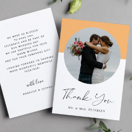 Cartão De Agradecimento Casamento de fotos simples e elegante