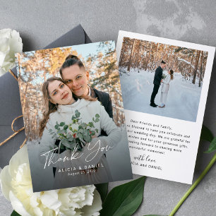 Cartão De Agradecimento Casamento de fotos simples modernas