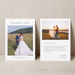 Cartão De Agradecimento Casamento de Fotos Simples Moderno