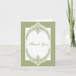 Cartão De Agradecimento Casamento de Frame Flourish Francês Verde