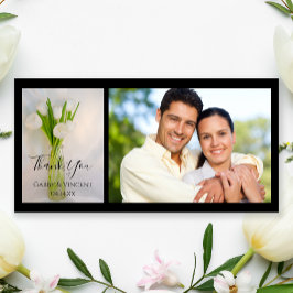 Cartão De Agradecimento Casamento De Garrafas De Tulipas Brancas Obrigado