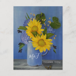 Cartão De Agradecimento Casamento de Girassóis Obrigado