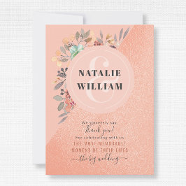 Cartão De Agradecimento Casamento De Glama Floral Com Cor De Água De Cobre