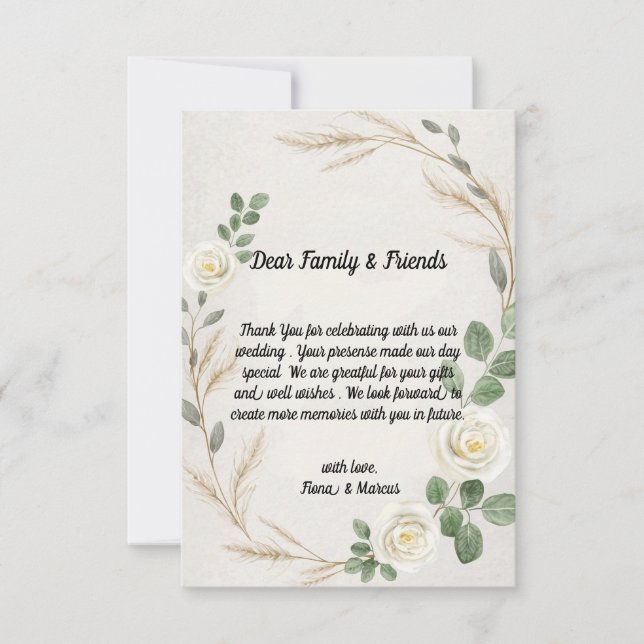 Cartão De Agradecimento Casamento de Grass de Boho Russo Clássico (Frente)