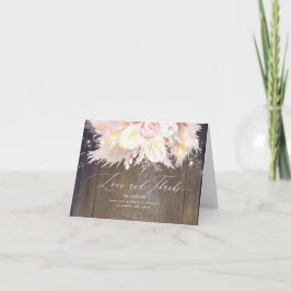 Cartão De Agradecimento Casamento de Grass Pampas Florais Rosa Obrigado