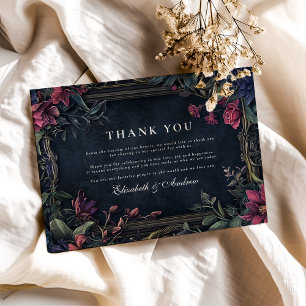 Cartão De Agradecimento Casamento de Halloween Floral Art Nouveau