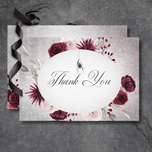Cartão De Agradecimento Casamento de Halloween Rustic Black & Burgundy